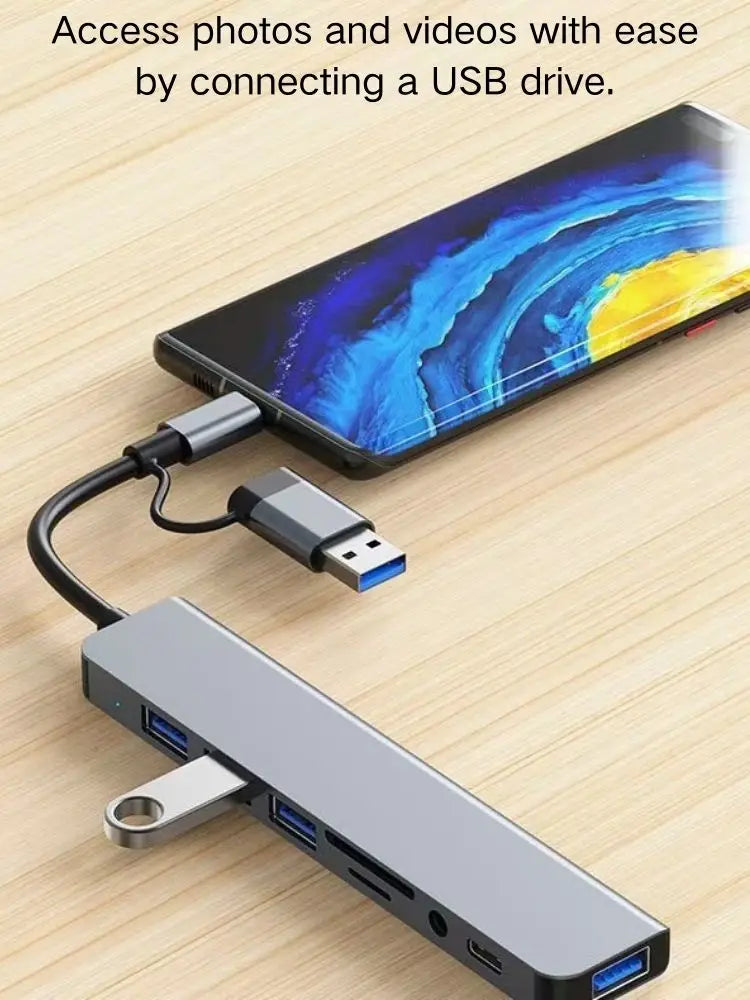 TechHaven HubPro+ 8-in-2 USB-C Hub — Dual USB-C, Fast Charging