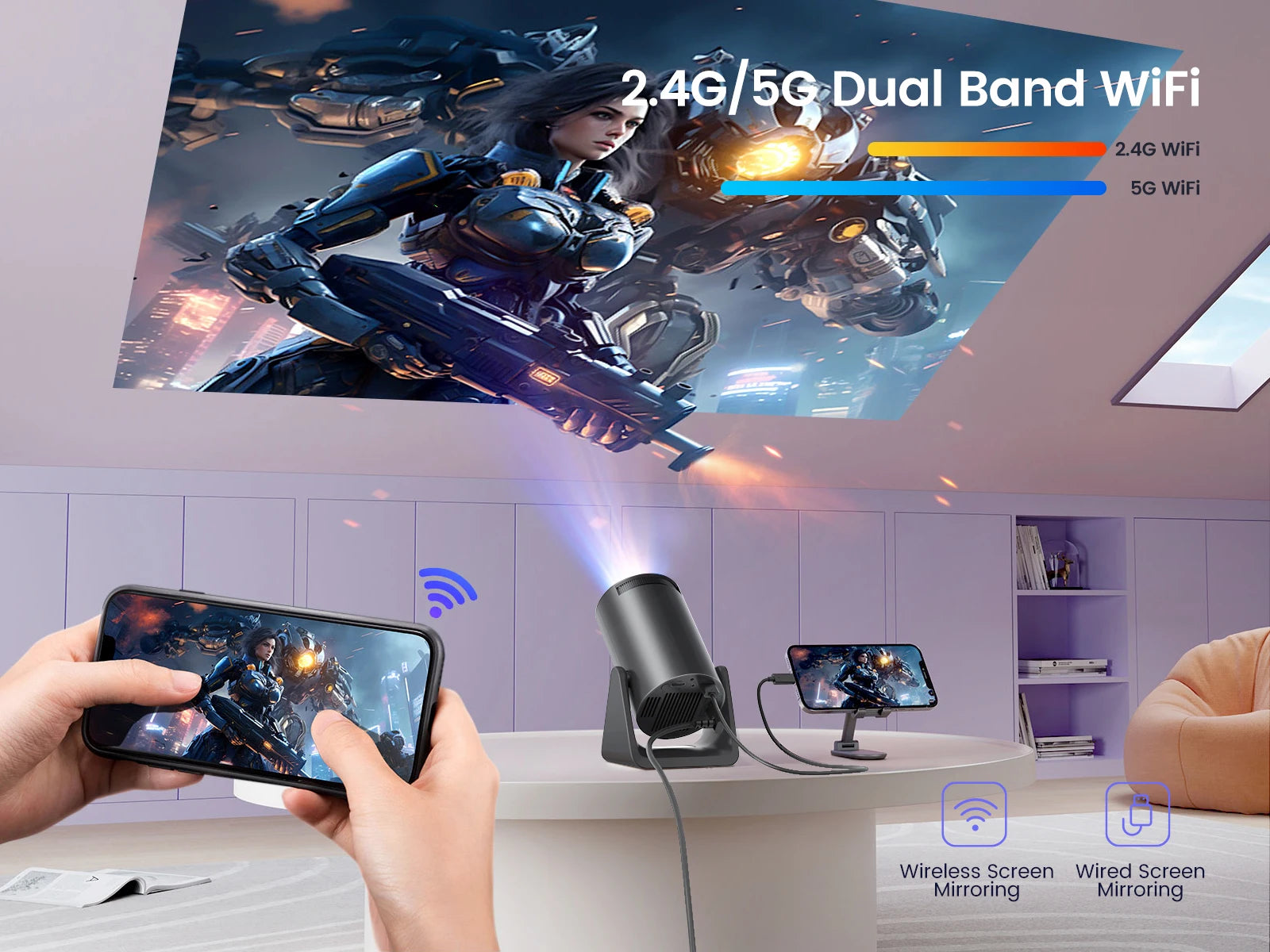 TechHaven CineMax Projector — 1080P Android 11, Auto Keystone & Bluetooth