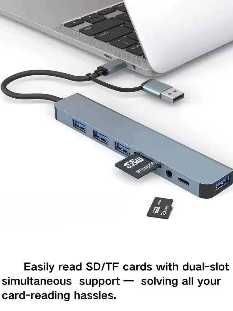 TechHaven HubPro+ 8-in-2 USB-C Hub — Dual USB-C, Fast Charging