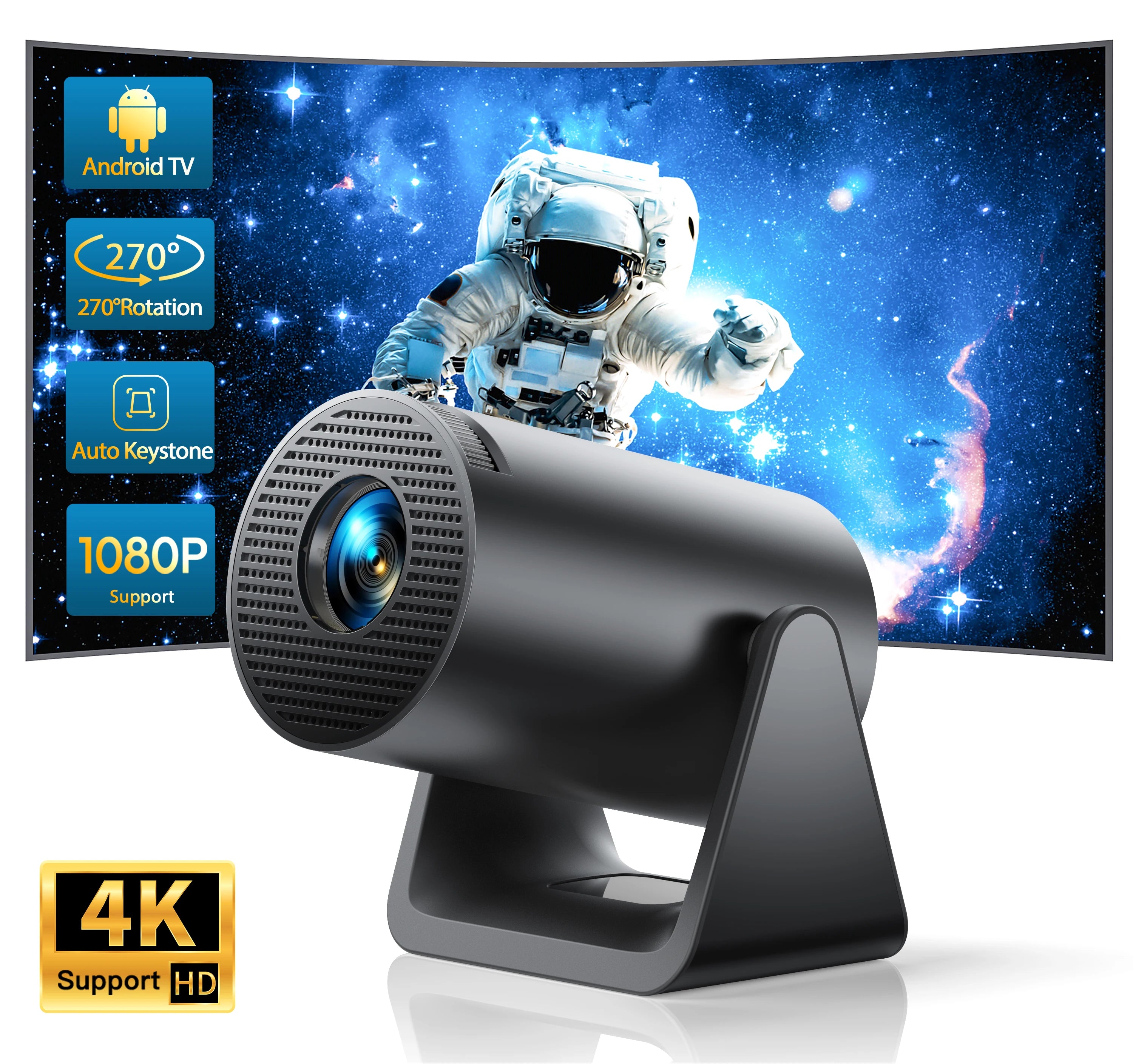 TechHaven CineMax Projector — 1080P Android 11, Auto Keystone & Bluetooth