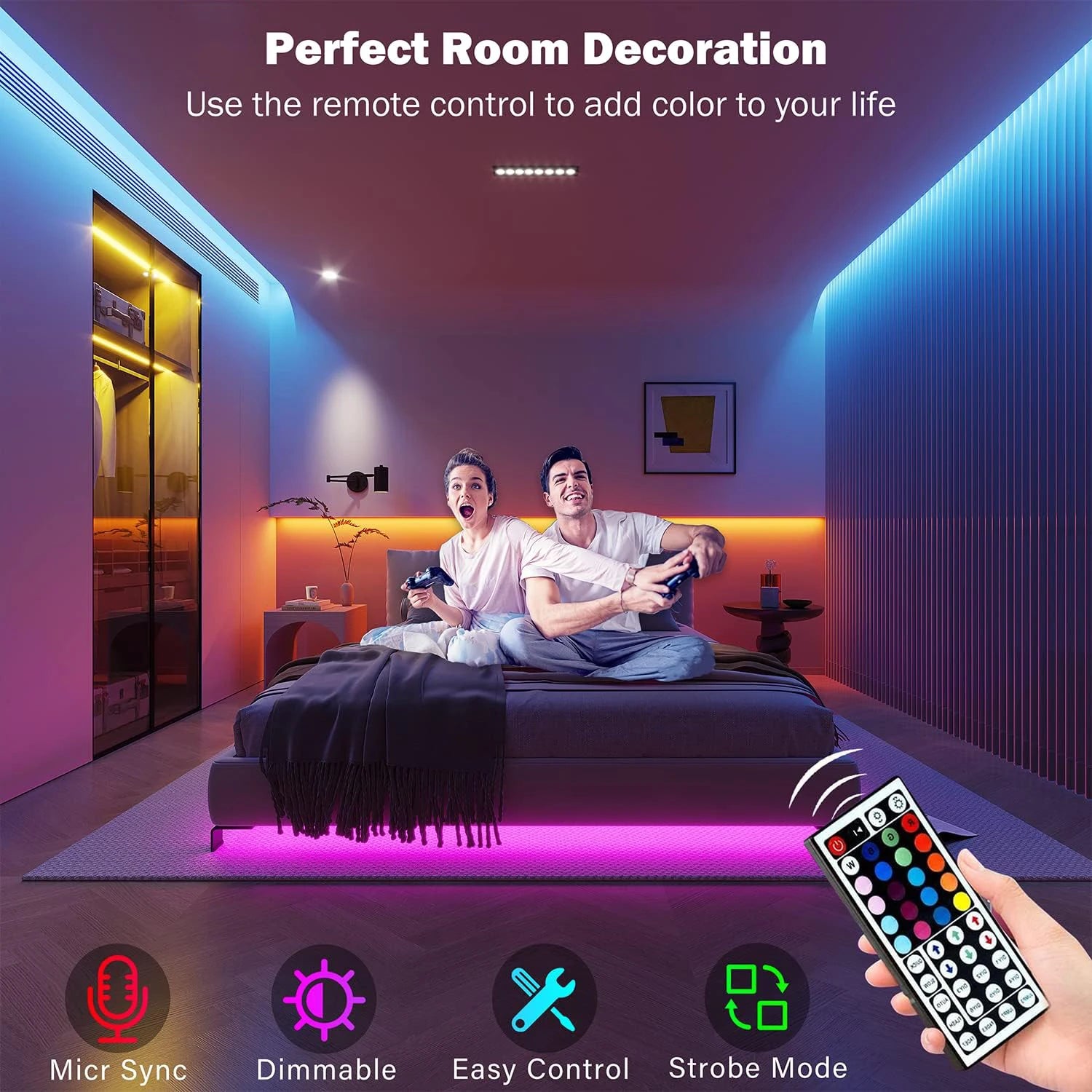TechHaven GlowStrip RGB — App Control, Color Changing Room LED Lights