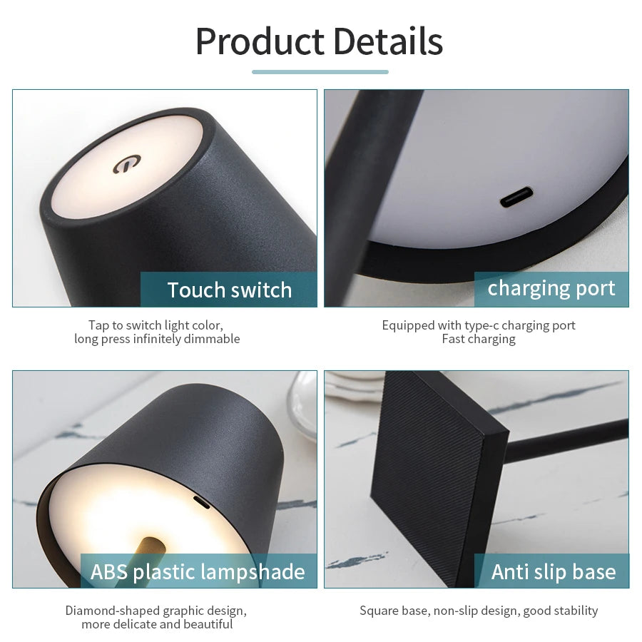 TechHaven GlowAura Lamp — Rechargeable, Touch Control & Ambient Light